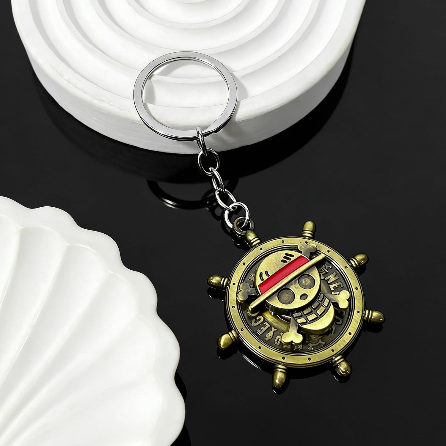 OP Anime Fun Keychains, Skull Straw Hat Luffy Durable Keychain Gift (Skull Brass, OP) image 5