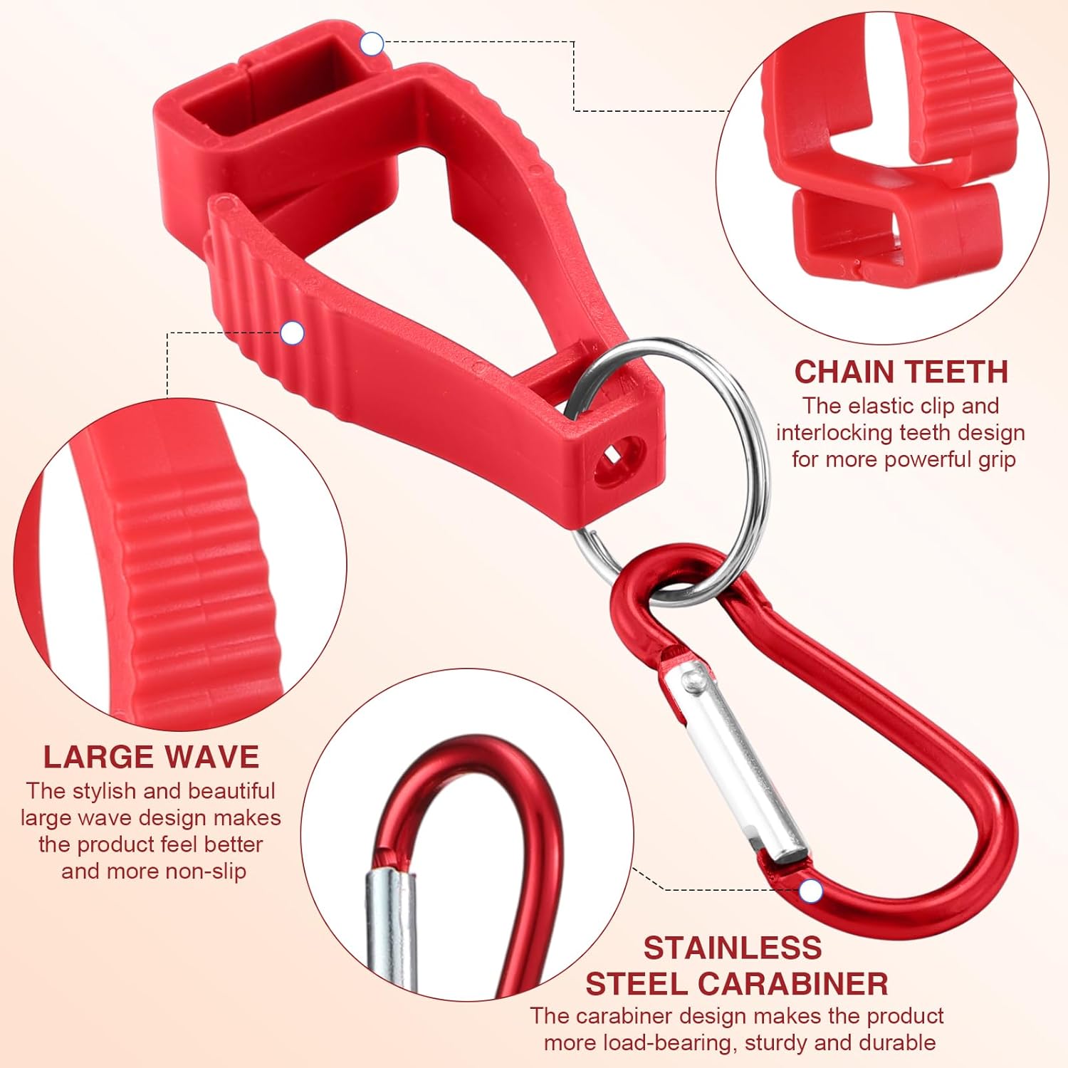 Leinuosen 18 Pcs Black and Red Glove Holder Clips Bulk for Work Large Glove Holder Clips Safety Gloves Keepers for Worker Construction Tool Belts Hard Hats