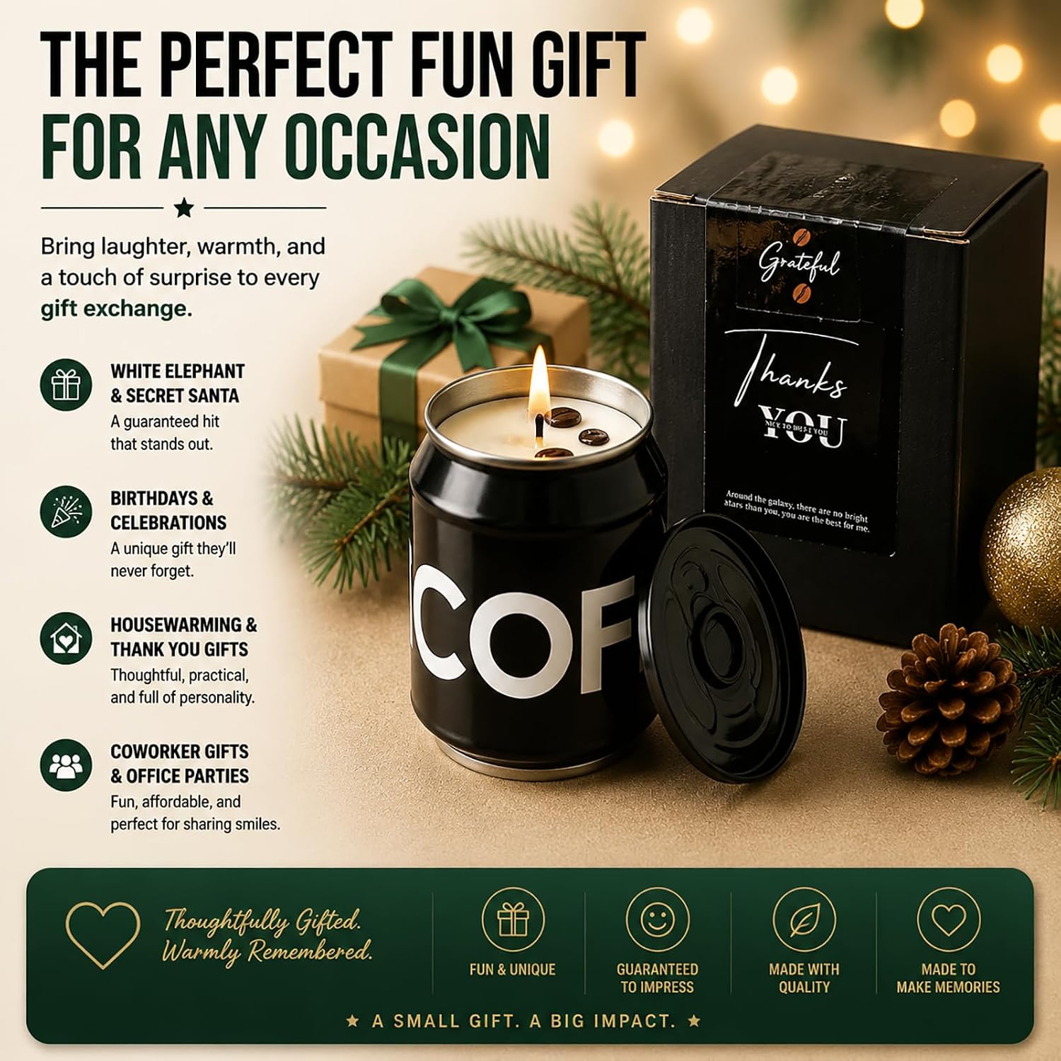 Funny White Elephant Gifts, Coffee Scented Candle for Coffee Lovers