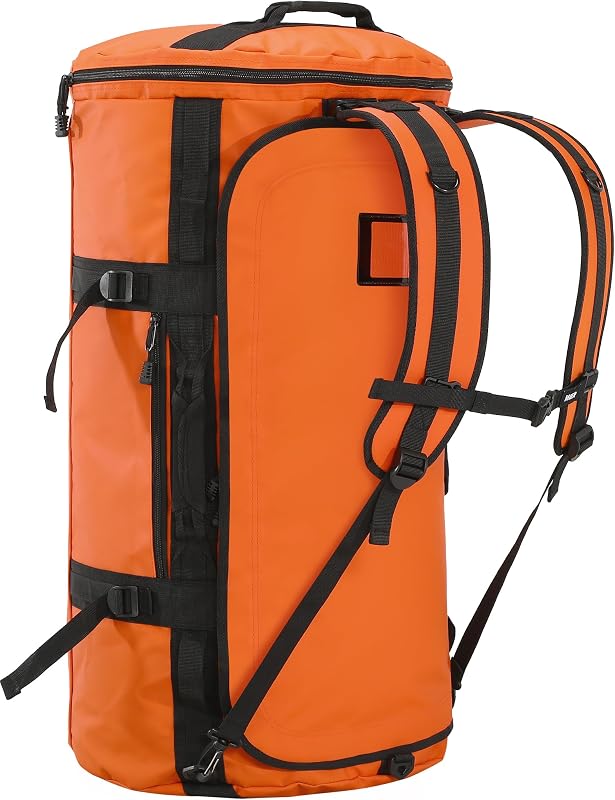 MIER Mochila grande con bolsa de lona para viajes, camping, gimnasio, deportes, 45L/60L/90L | Bolsa de lona convertible resistente al agua, correas de mochila desmontables, compartimento para zapatos, lona resistente, 3 tamaños