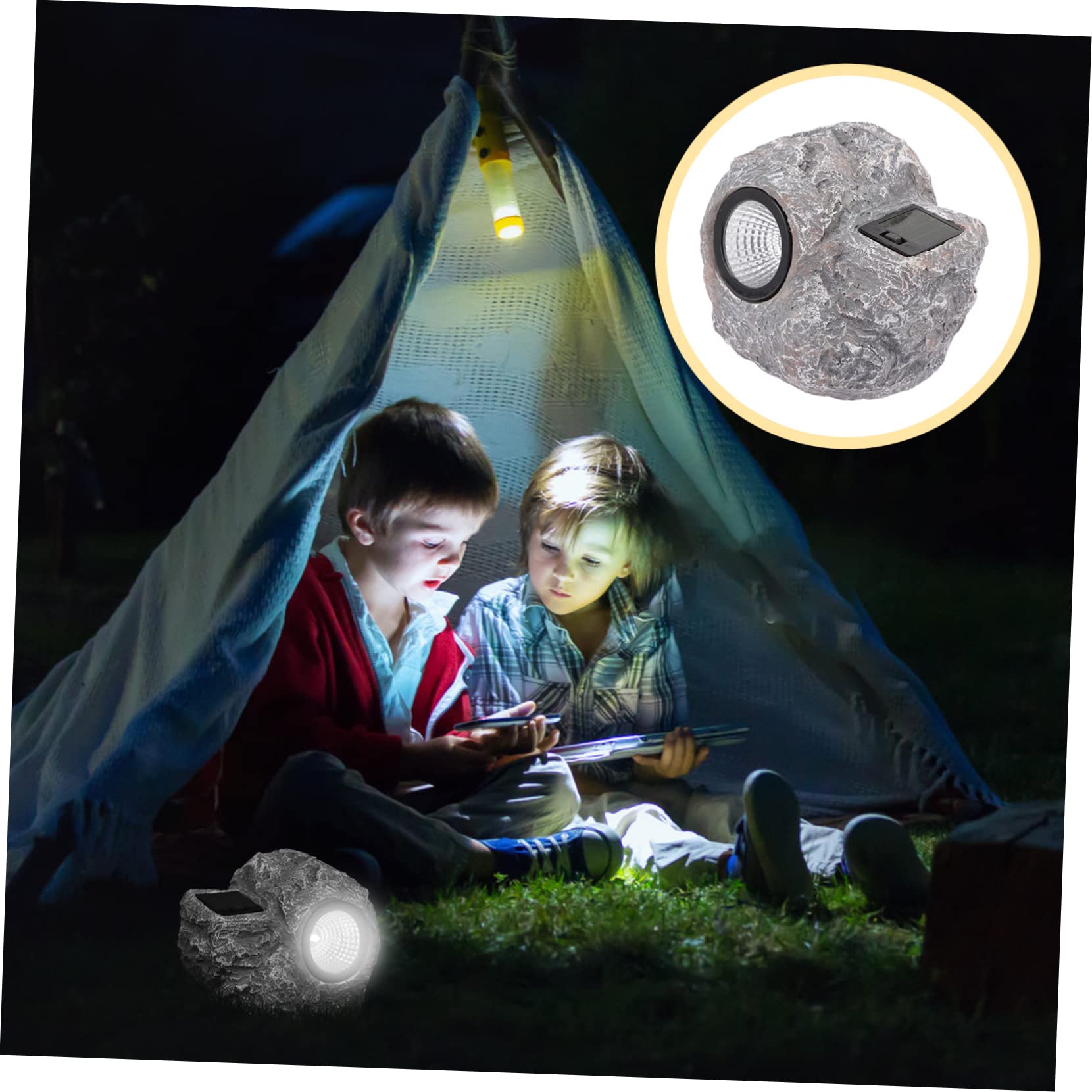 Toyvian Lampada Solare da Giardino Luce Solare per Esterno in Resina a Forma di Pietra Illuminazione Creativa LED per Aiuole e Cortili
