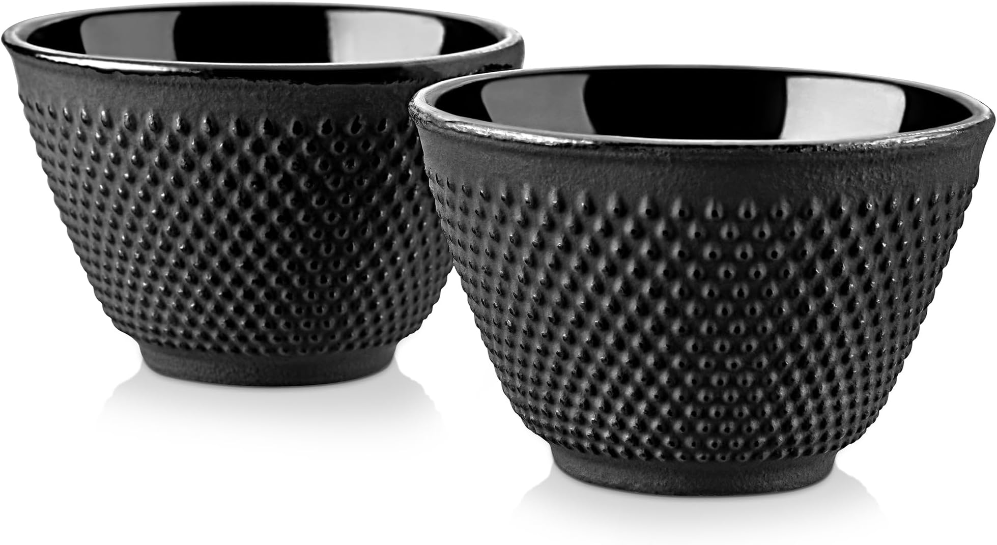 Velaze Iron Tea Cups, Japanese Style Enameled Cast Iron Teacup Set of 2, Polka Dot Iron Retro Cup (120ML)