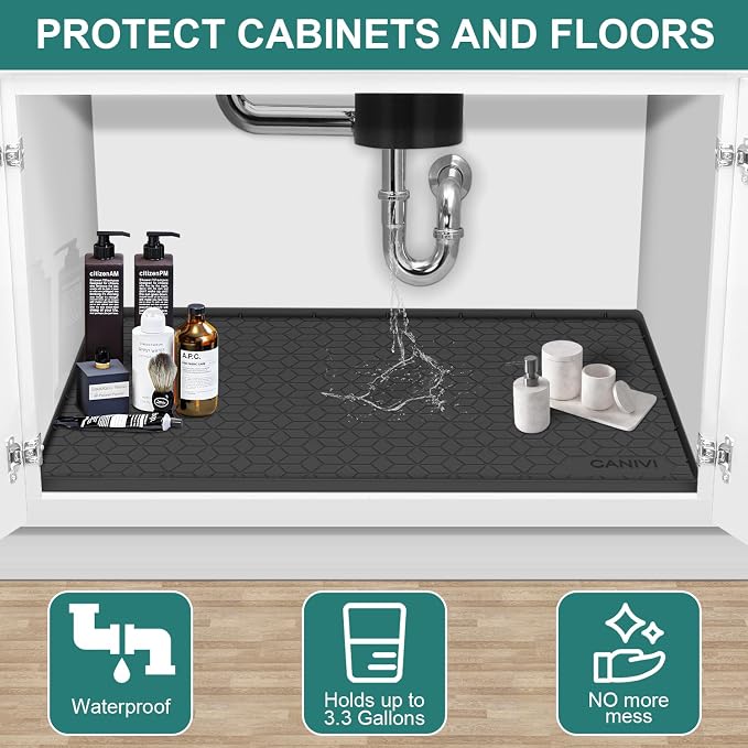 Alfombrilla impermeable para bajo fregadero 28x22 pulg miniatura 4
