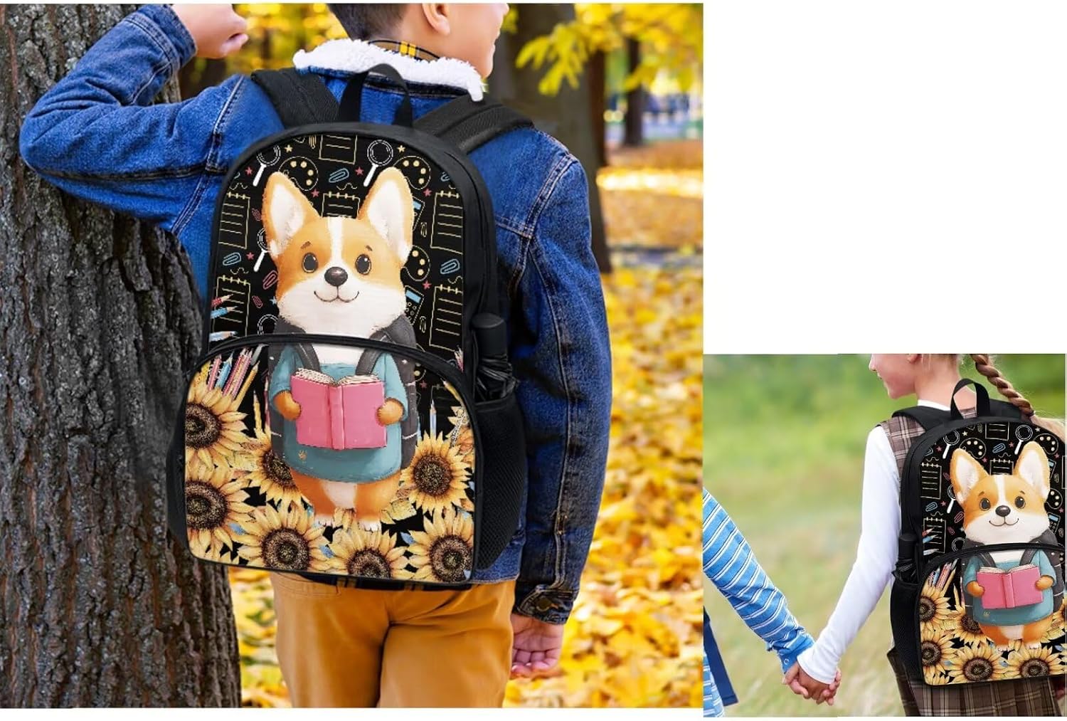 Cute Dog Backpack with Lunch Box for Girls Boys School Bag Set with Pencil Case Water Bottle Sleeve Large Capacity Elementary Schoolbag Primary Middle School Bookbag