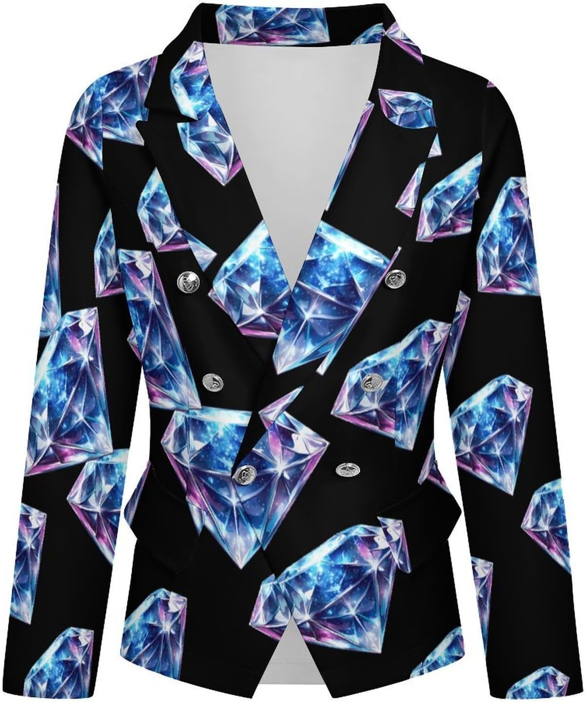 Diamond Universe Symbol Women's Blazer Long Sleeve Suits Business Casual Blazers Jackets Lapel Open Front Suit