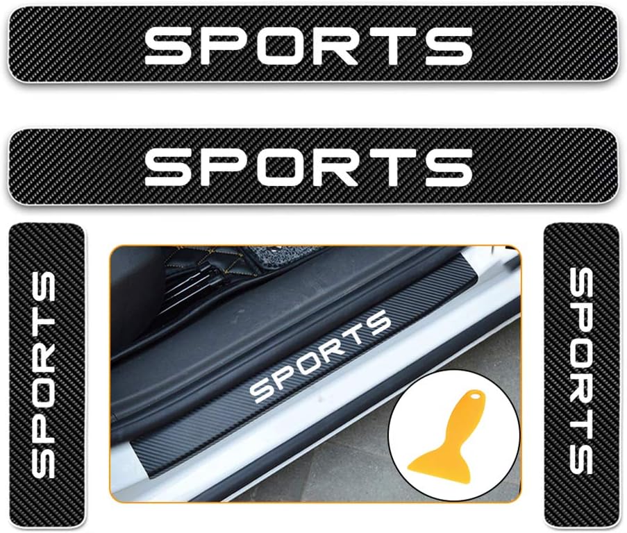 for Nissan March Livia Tiida Sylphy SENTRA Sunny Carbon Fiber Door Sill Protector Scratch Door Sill Guard 4D Welcome Pedals Guards Threshold Sticker Sticker White 4Pcs