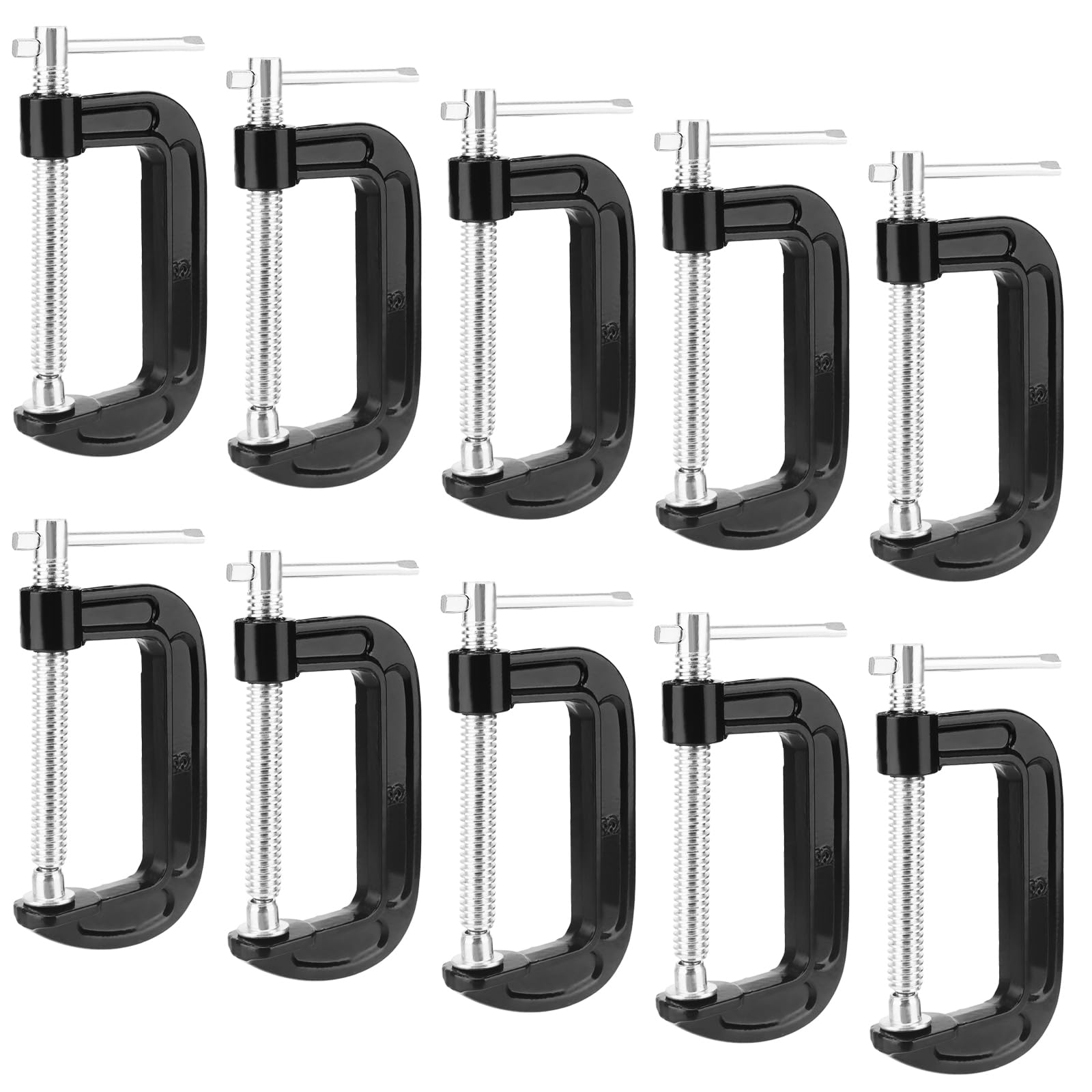 Pinces C noires de 7,6 cm MUKCHAP en fonte pour menuiserie et soudage - Lot de 10