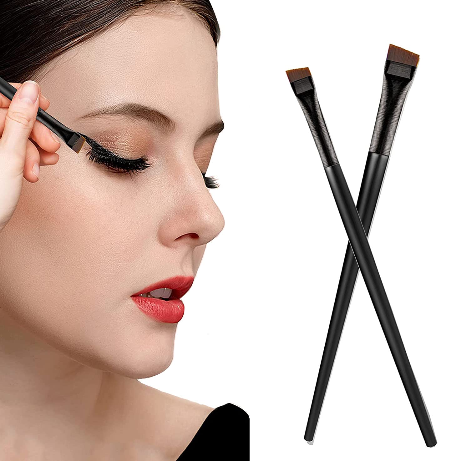 SALOCY Angled Eyeliner Brush,Fine Bent Eyeliner Brush,Eyebrow Brush, Spoolie Brush and Angled Brow Brush Sets,4 Pieces Beauty Cosmetic Tool Brushes Kits : Beauty & Personal Care