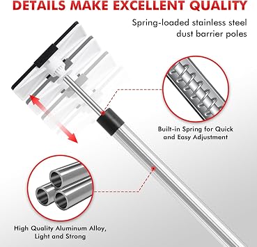 12FT Dust Barrier Poles, 4Pack Spring Retractable Zipper Wall Poles