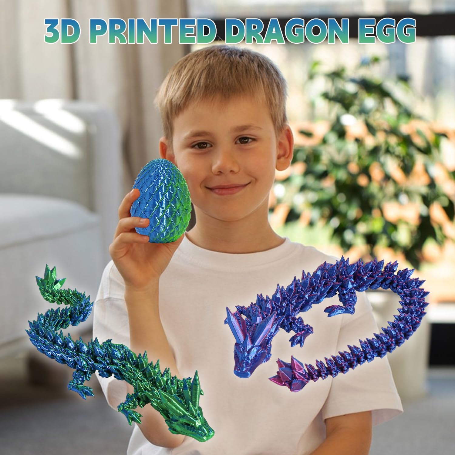 4PCS 3D Printed Dragon Egg Set,Crystal Animals Egg Fidget Toy with Dragon Inside Easter Halloween for Kids (Multicolor+Dark Red) - Image 2