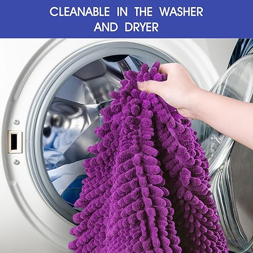 Miniatura 6 de ACCUMTEK Juego de 3 alfombras de baño de felpilla ultra suaves, antideslizantes, absorbentes, peludas de felpa para baño, dormitorio, cocina