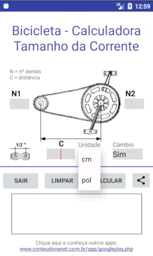 BICICLETA - Tamanho da Corrente - Calculadora