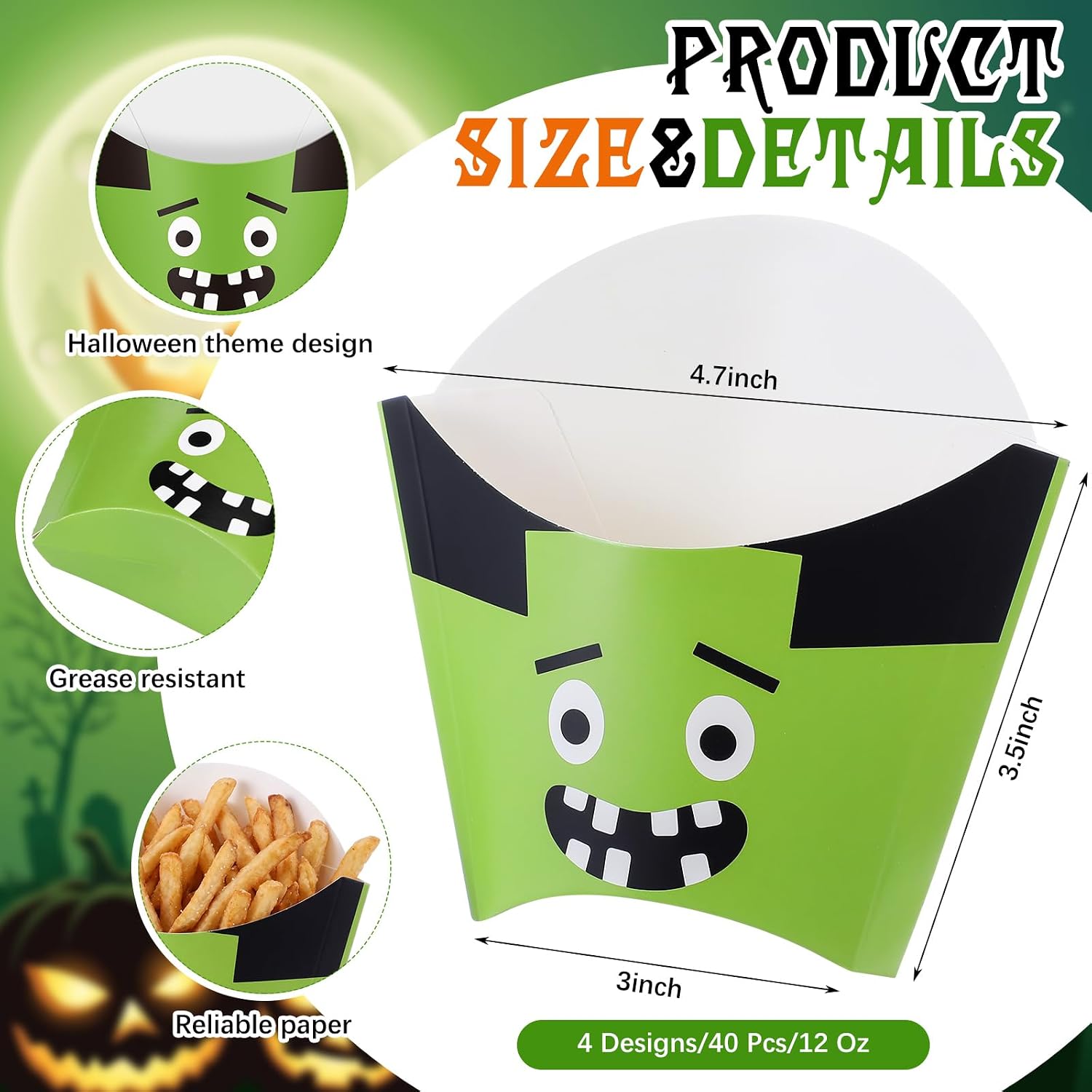 Funnymoom 40 Pcs Halloween French Fries Holder 12 oz Charcuterie Cups image 3