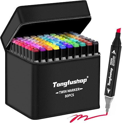 Tongfushop 80+2 Rotulador de Colores, Rotuladores Doble Punta Impermeabile, Rotuladores Alcohol para Pintura, Dibujo, Diseño, Representación, Cartas, Carteles, Libros De Colores