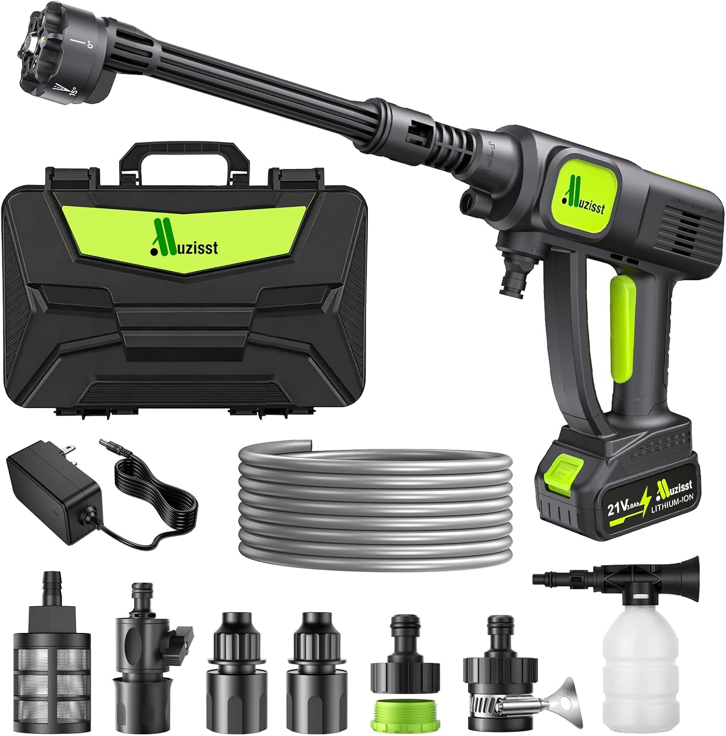 Cordless Pressure Washer, 1100 PSI Portable Power Washer with 3.0Ah Battery, Draw Water from Anywhere (Bucket, Garden Hose, Faucet), 6-in-1 Nozzle for Car, Patio & Garden