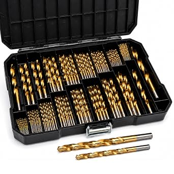 230 Pcs Titanium Twist Drill Bit Set for Metal and Wood, 135 Tip