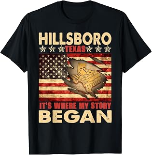 Hillsboro Texas USA Flag 4th Of July T-Shirt for Women Kids Men