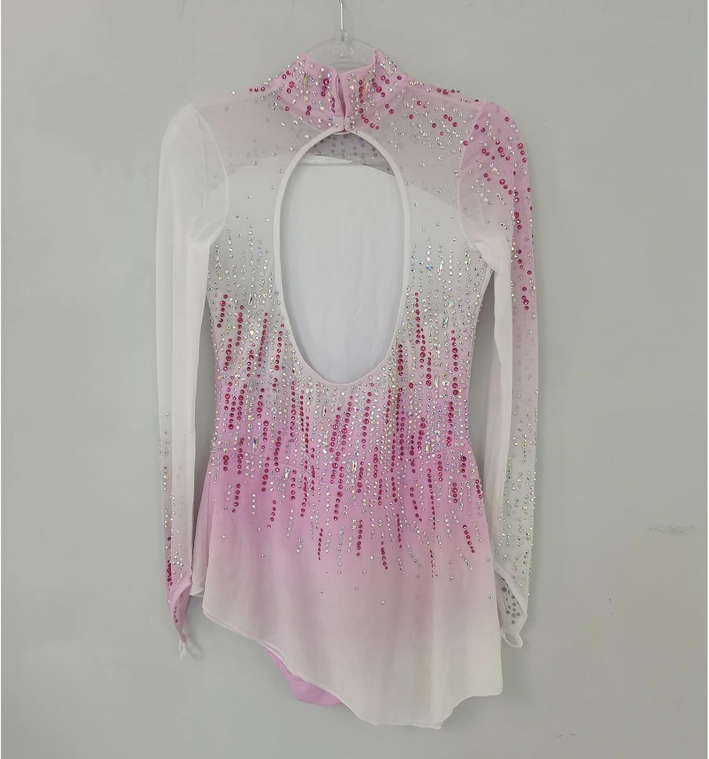 LIUHUO Figure Skating Dress Girls Pink Competition High Neck Performance