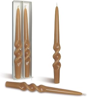 Twisted Taper Candle Smokeless Brown Spiral Candlesticks 9.5 Inch Unscented Handmade Dinner Candles for Holiday Wedding Party Home Decoration Seasons 2 Pcs