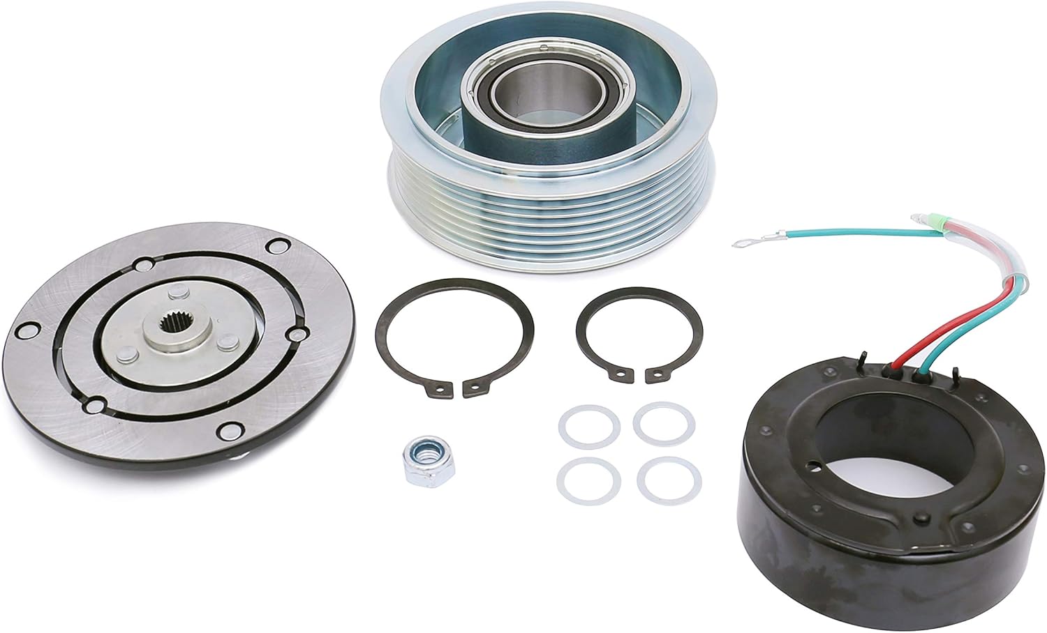 FKG AC Compressor Clutch Assembly Repair Kit 38800RZYA010M2 fit for 07-15 Honda CR-V 2.4L, 12-14 Honda Civic 2.4L, 07-12 Acura RDX 2.3L, 13-15 Acura ILX 2.4L