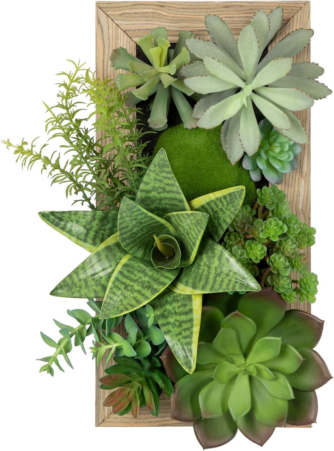 Artificial Succulent Snake Wall Decor Hanging Plants Fake Plants in Rectangle Wooden Frames Faux Plants Wall Boho Decor for Livingroom Bedroom Bathroom Home Office Decor 15.7" x 1.9" x 7.8"