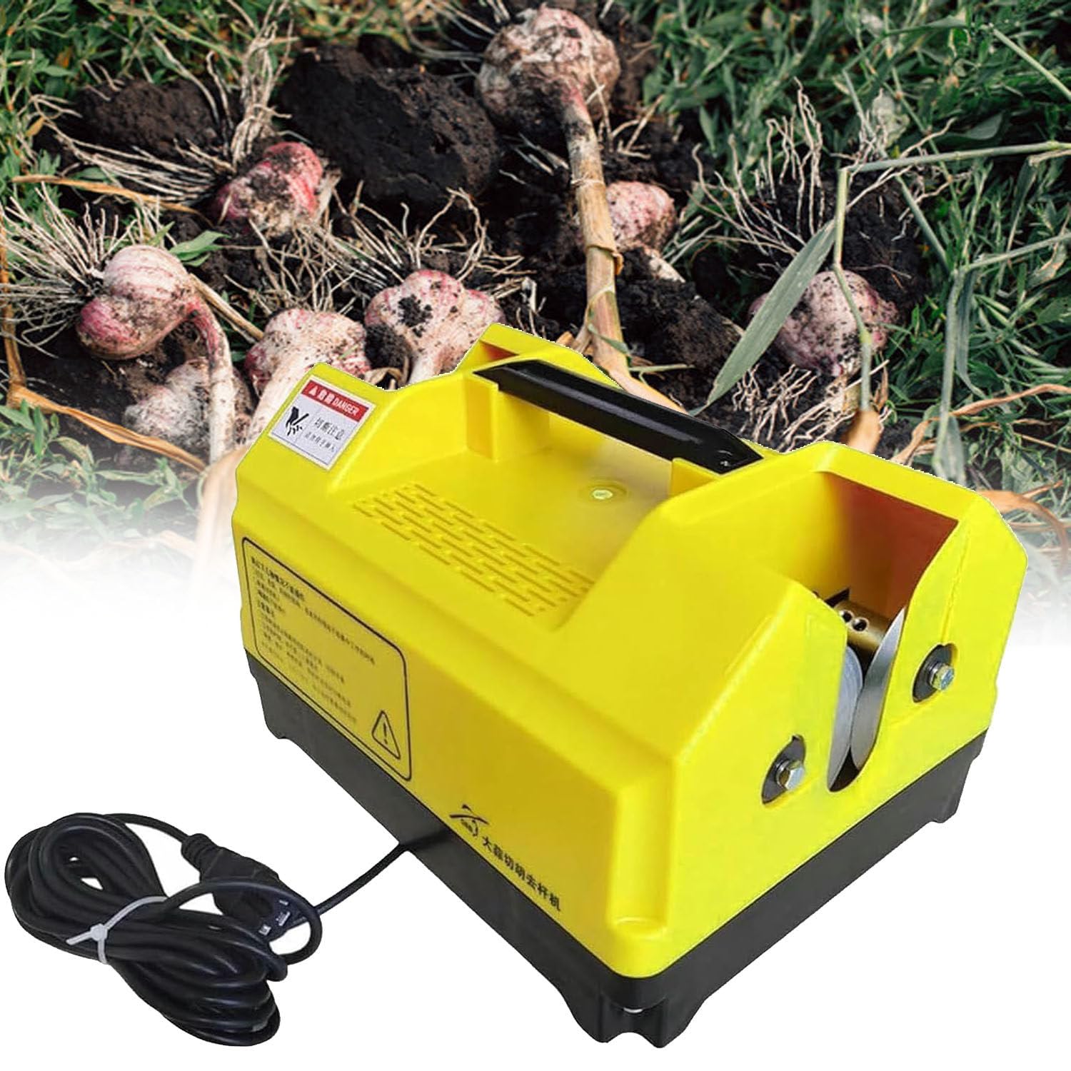 Cortador de ajo eléctrico, cortador de tallo bilateral de doble cabeza, herramienta eficiente de preparación de cocina para ajo y cebolla, preparación fácil y rápida de alimentos