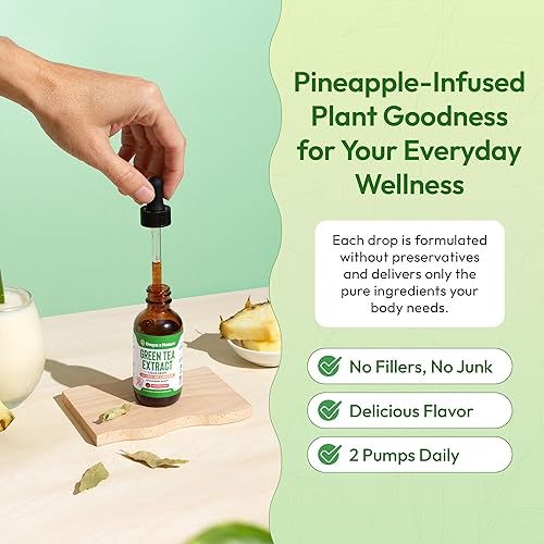 Miniatura 6 de Extracto de té verde 10:1 50% EGCG – Gotas líquidas de té verde – Vegano, 4 veces más potente que las píldoras y cápsulas – Suplemento antioxidante