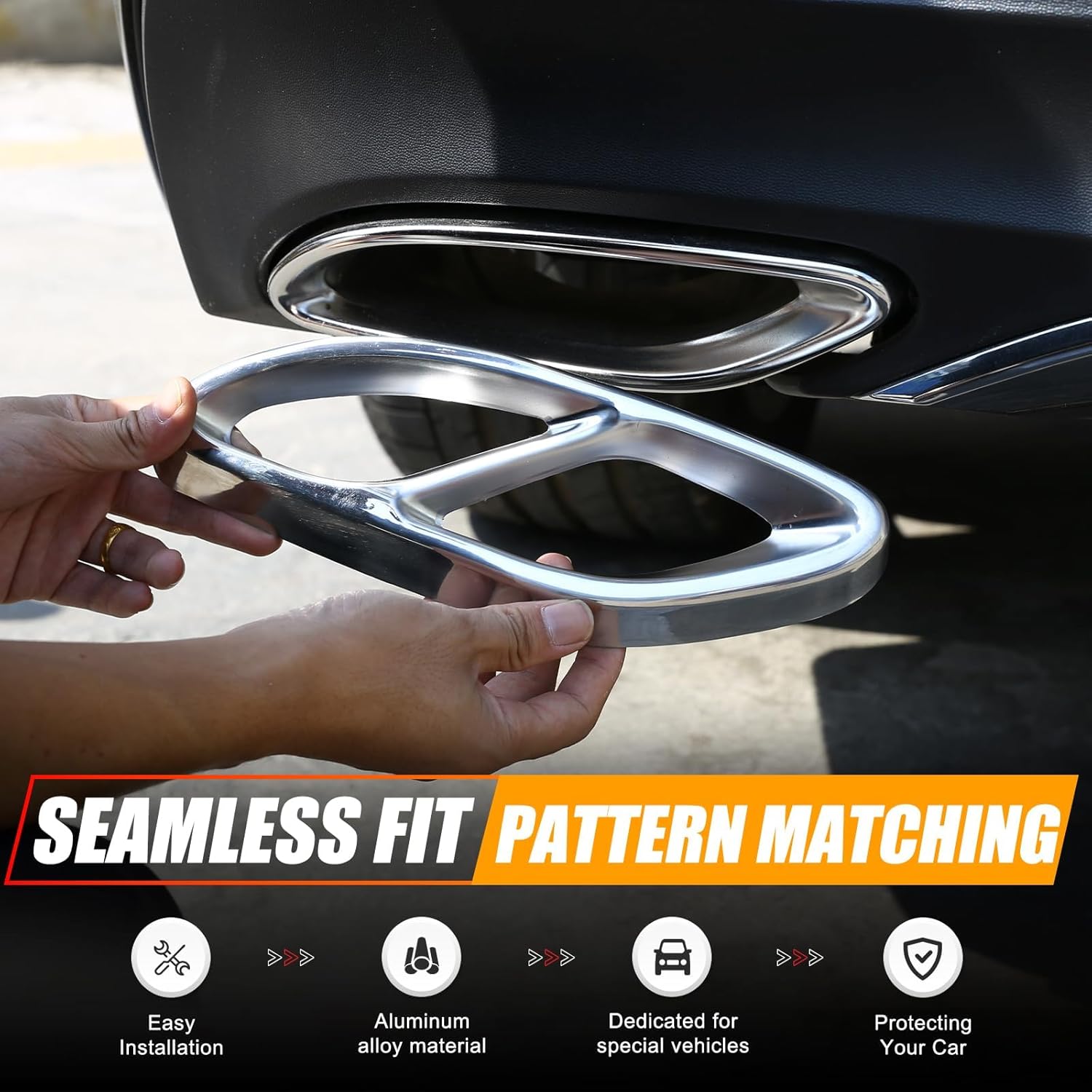 Stainless Steel Car Tail Muffler Exhaust Pipe Output Cover Fit for Mercedes Benz A/B/C/E/GLA/GLC/GLE/GLS,Matte Black