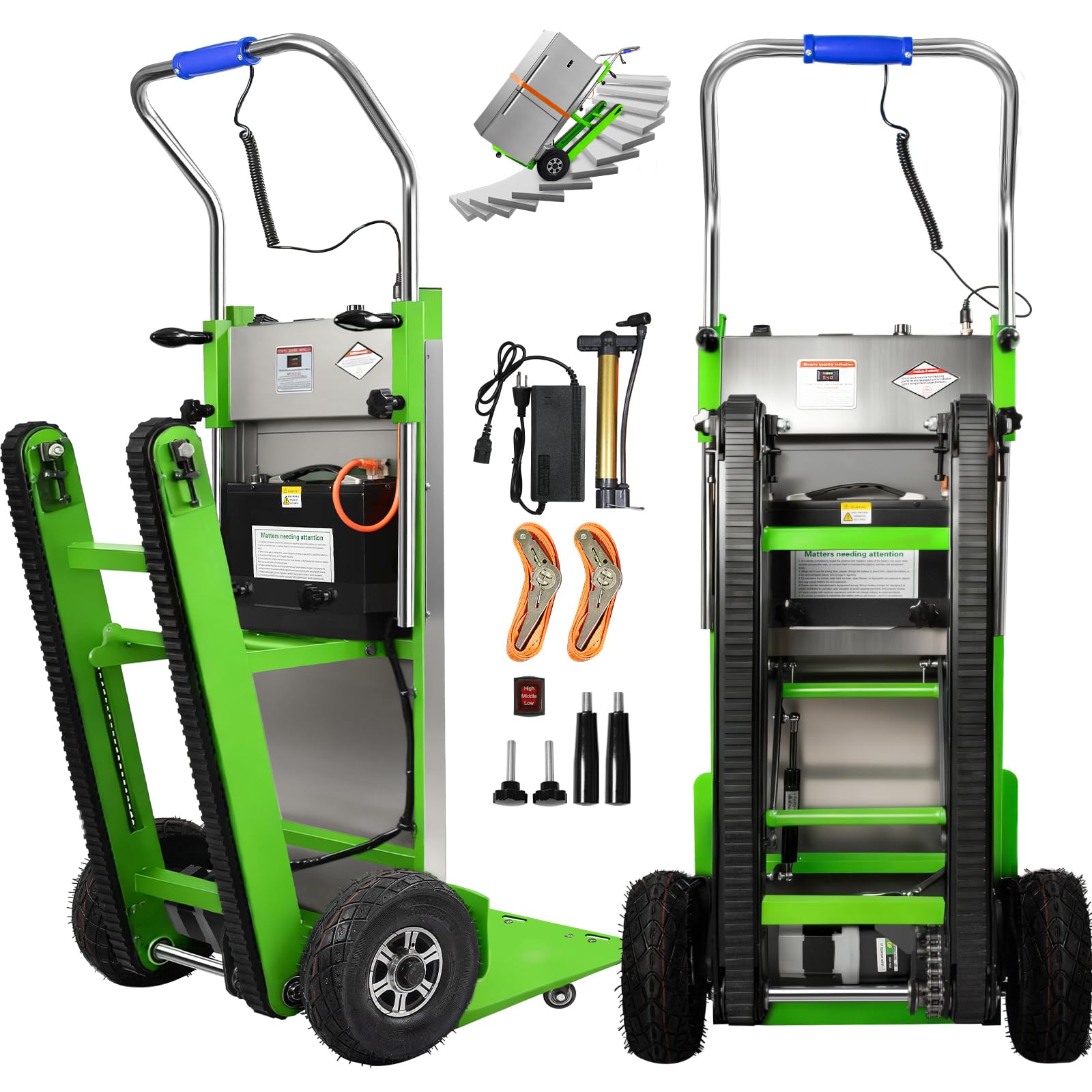 Electric Stair Climbing Dolly, 1250W Electric Hand Truck with Telescopic Handle, 3 Mode Folding Stair Climber 900lbs Max Load Capacity for Effortless