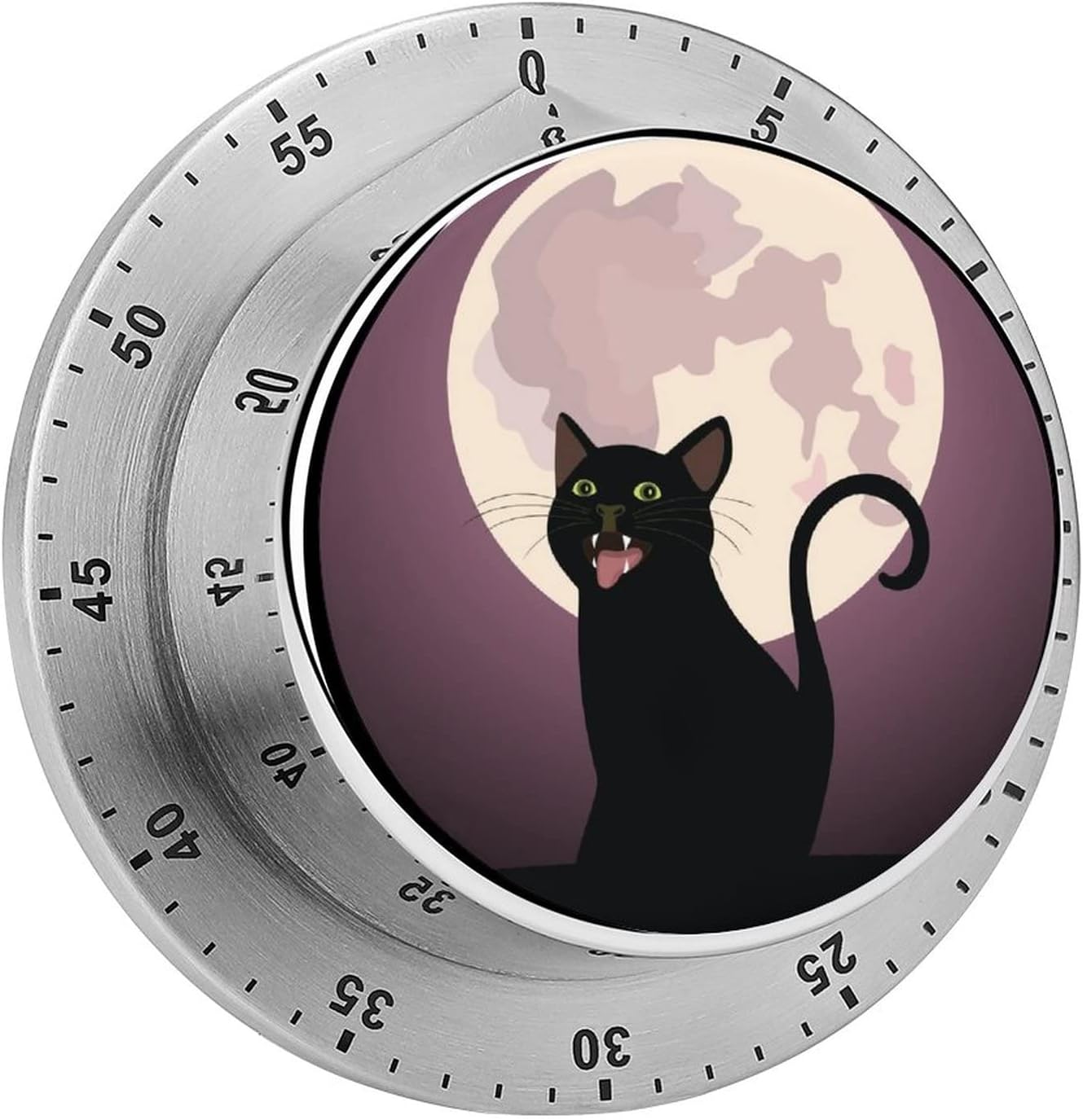 Black Cat(1) Mechanical Stainless Steel Timer, 60 Minutes, Clockwork