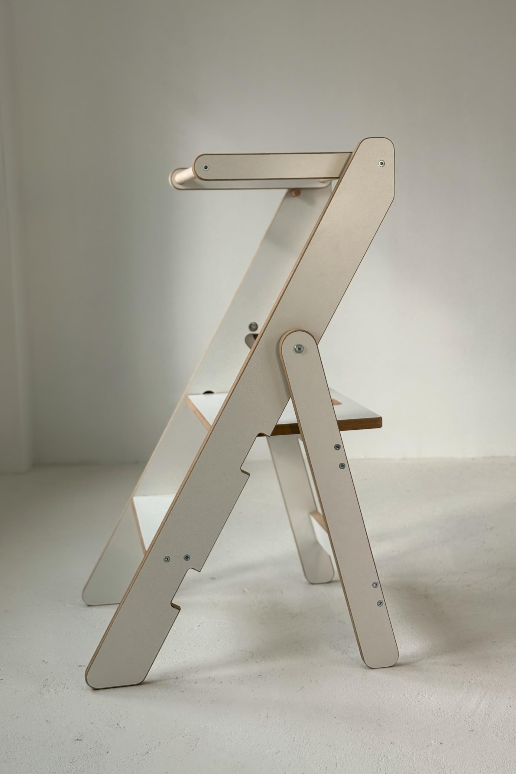 Lernturm Klappbar aus Holz, Lernturm faltbar, Küchenturm aus Holz, Klappbarer Küchenhelfer, Lerntower Montessori, Kleiner Lehrturm (Weiss)