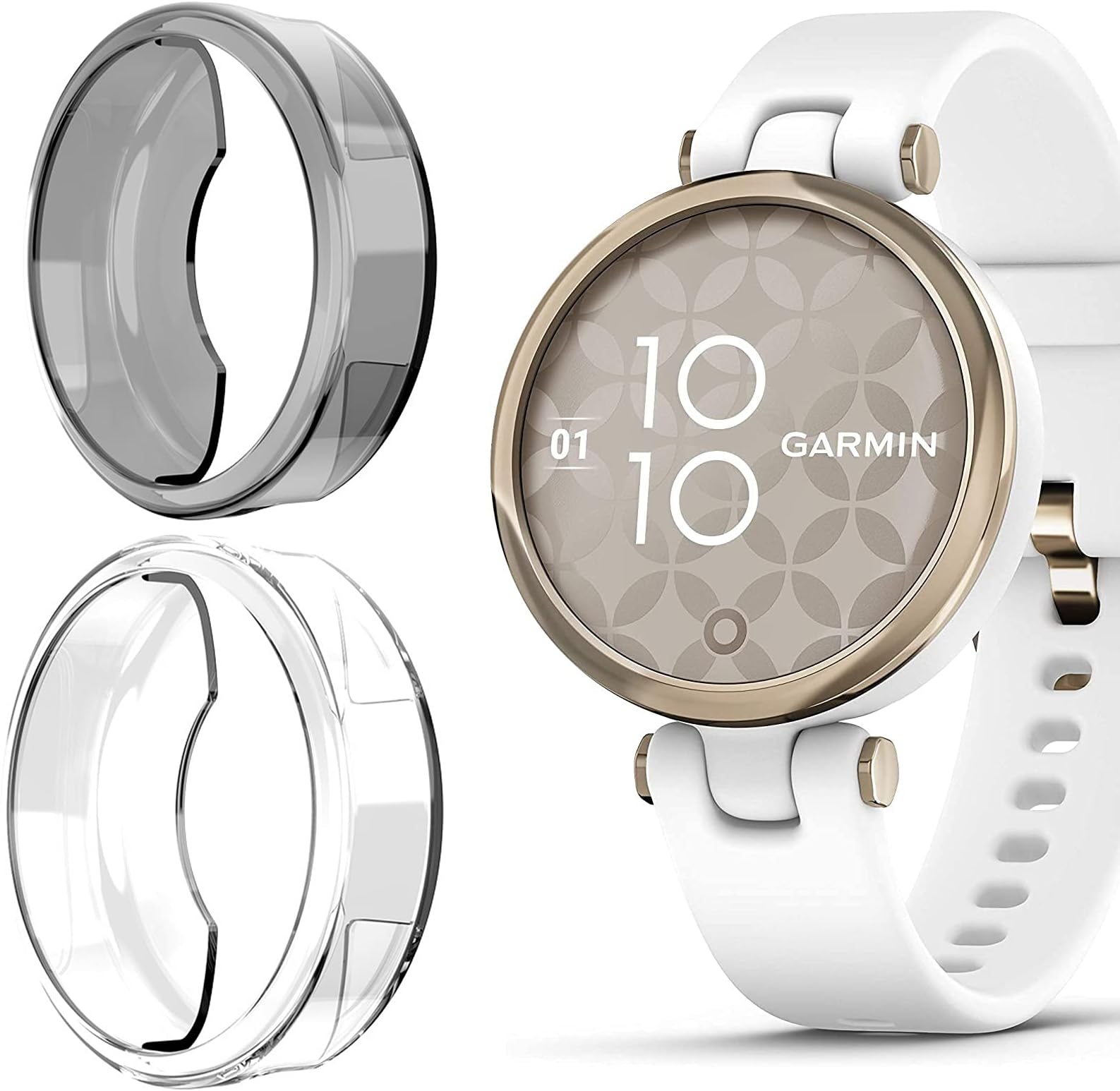 Compatible with Garmin Lily Case, Lamshaw Silicone TPU Protective Case Cover Slim Guard Bumper Compatible with Garmin Lily Smartwatch (2 Pack-Black+Clear)