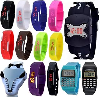 Pappi-Haunt Latest Trendy Silicone Digital Sports Jelly Slim Led Band Smart Watches(Pack of 14)
