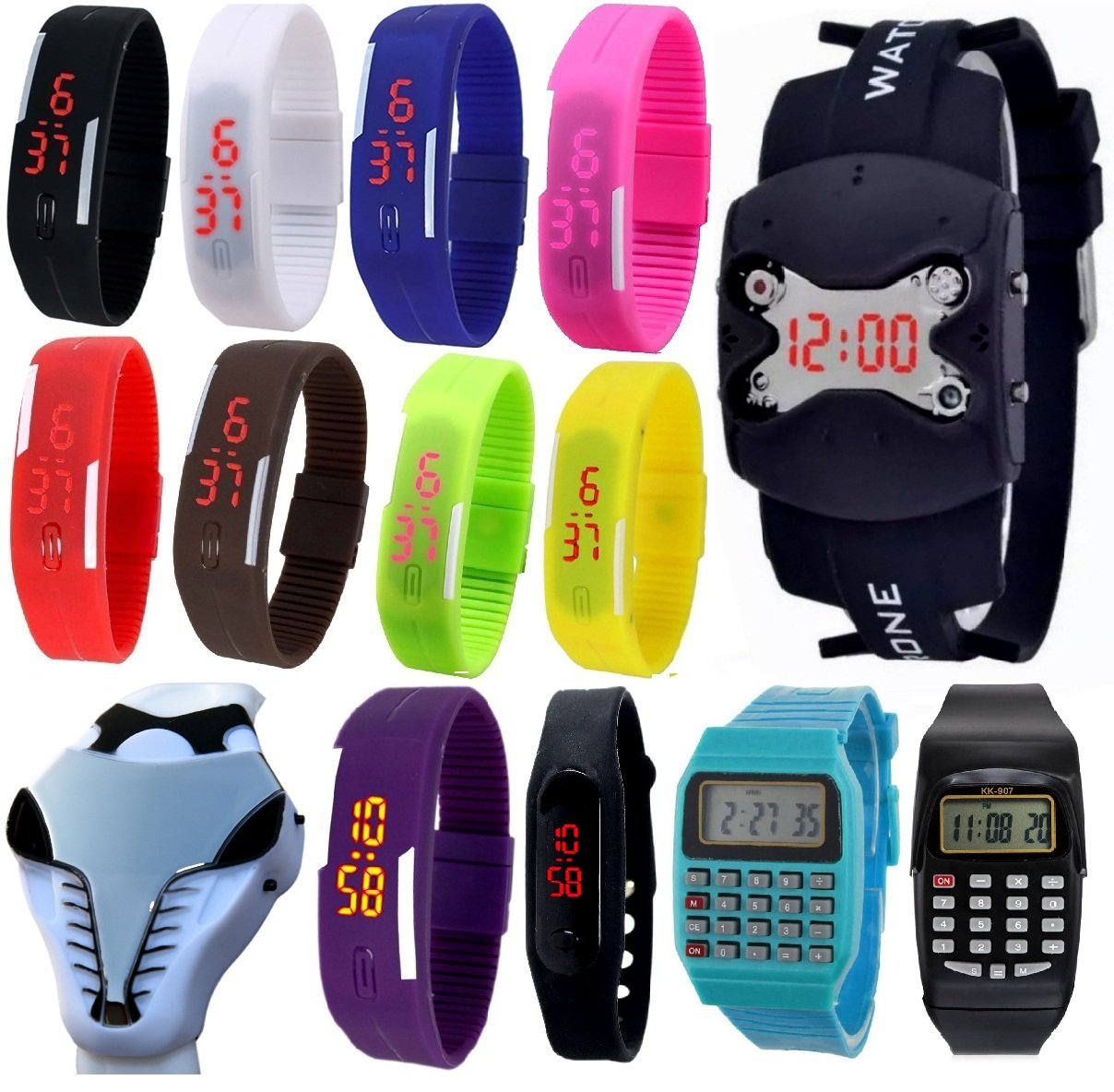 Pappi-Haunt Latest Trendy Silicone Digital Sports Jelly Slim Led Band Smart Watches(Pack of 14)