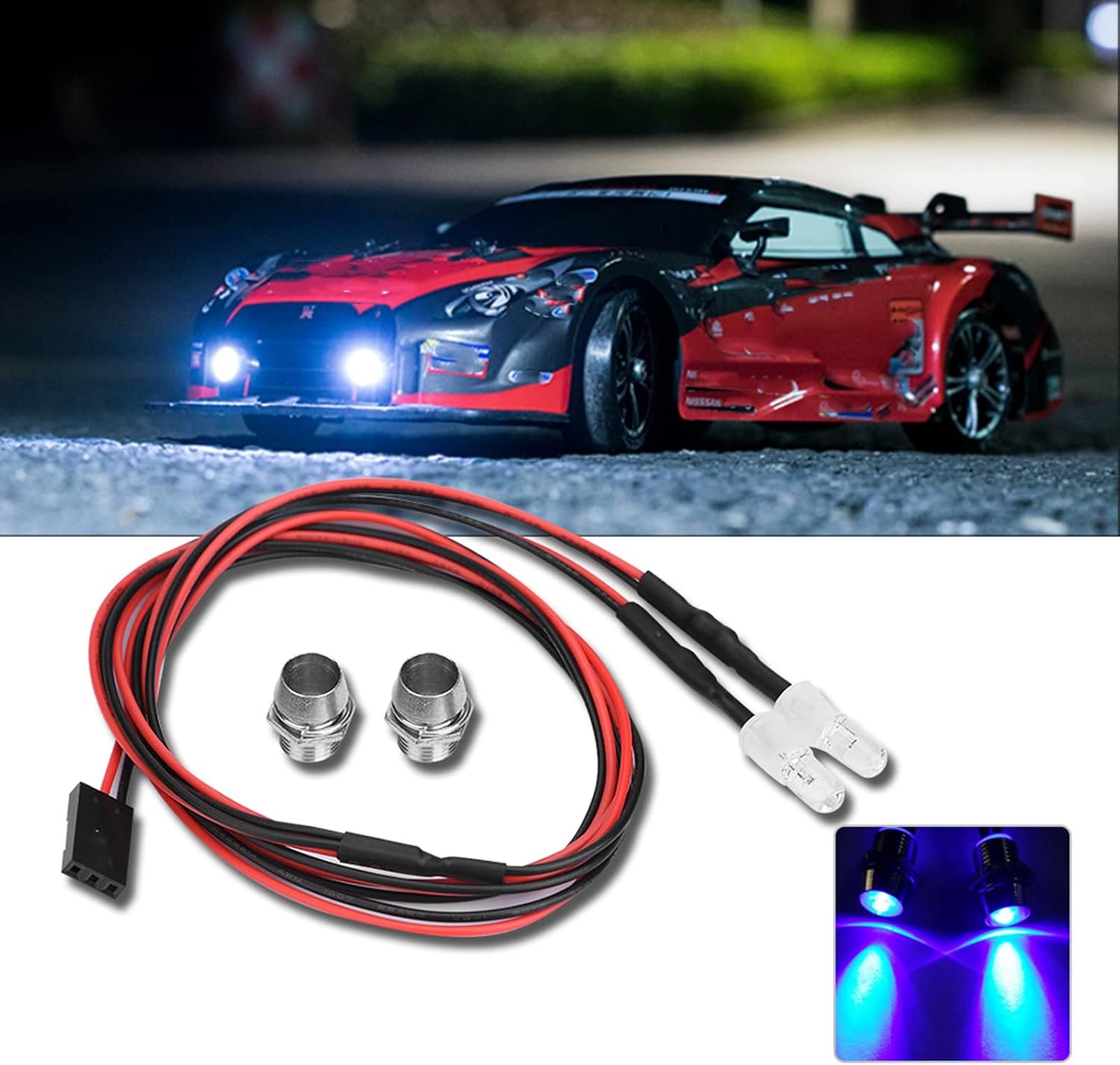RC Headlight, Lighting Performance Cool RC Accessory Easy to Install 2PCS RC Led Light Kit, Car Toys Gift for Kids Children(Light 11 Blue) image 5