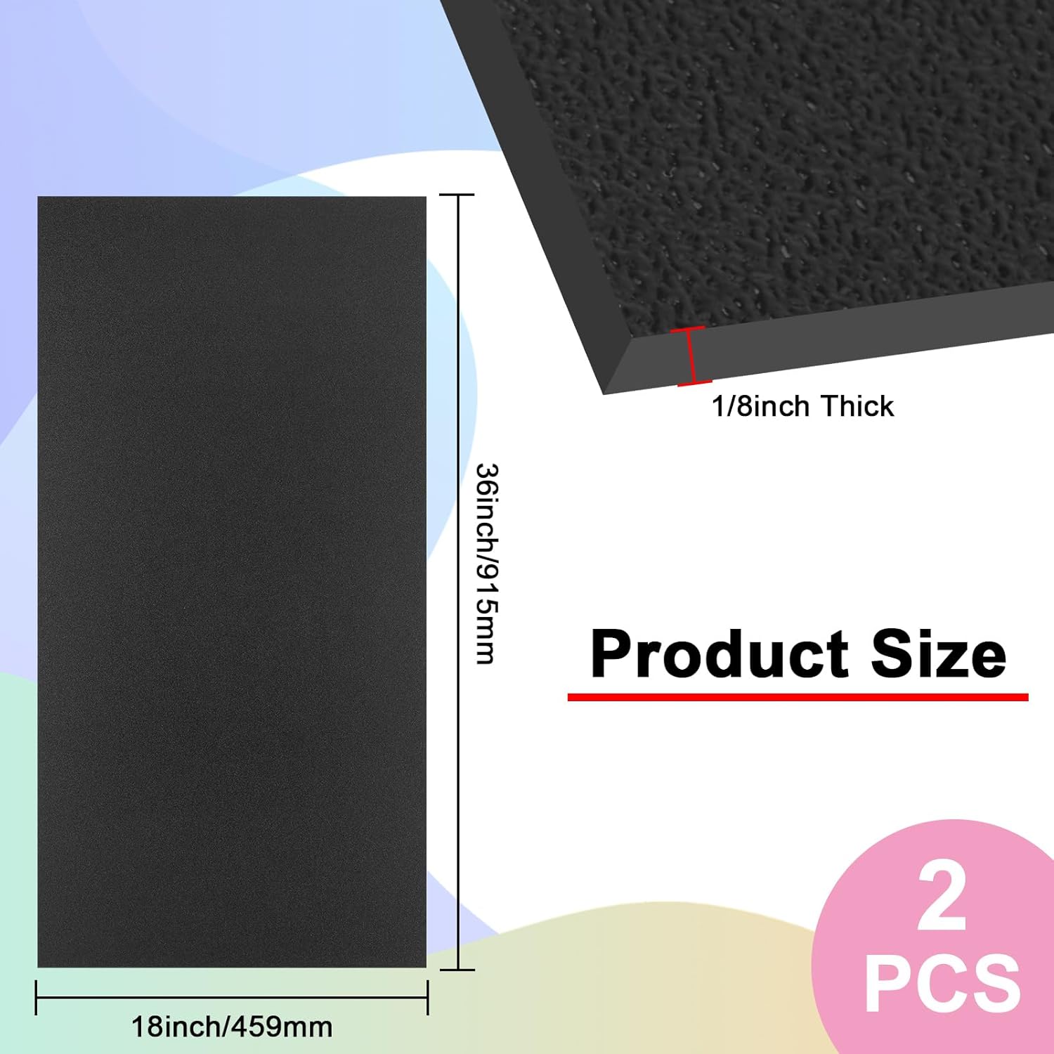 2Pack Black ABS Plastic Sheet 18" x 36" x 1/8" Thick Black Rigid Thermoplastic Sheet (Upgrade Surface) 3MM Flexible High Tensile ABS Moldable Plastic Panel for Crafts, DIY, Signs