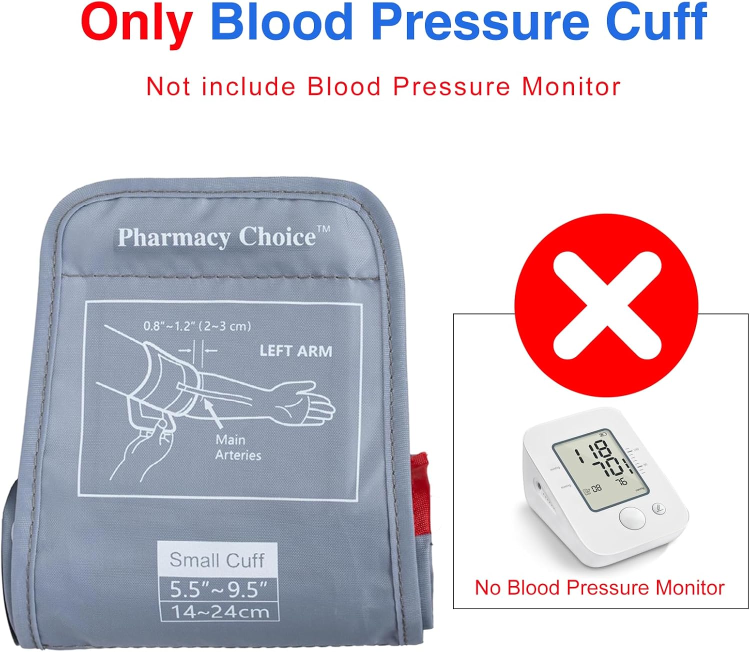 Small Blood Pressure Cuff for Kids, Slim Arm, Compatible with Most Monitors, ARM Blood Pressure Replacement Cuff with 8 Connectors (5.5"-9.5")