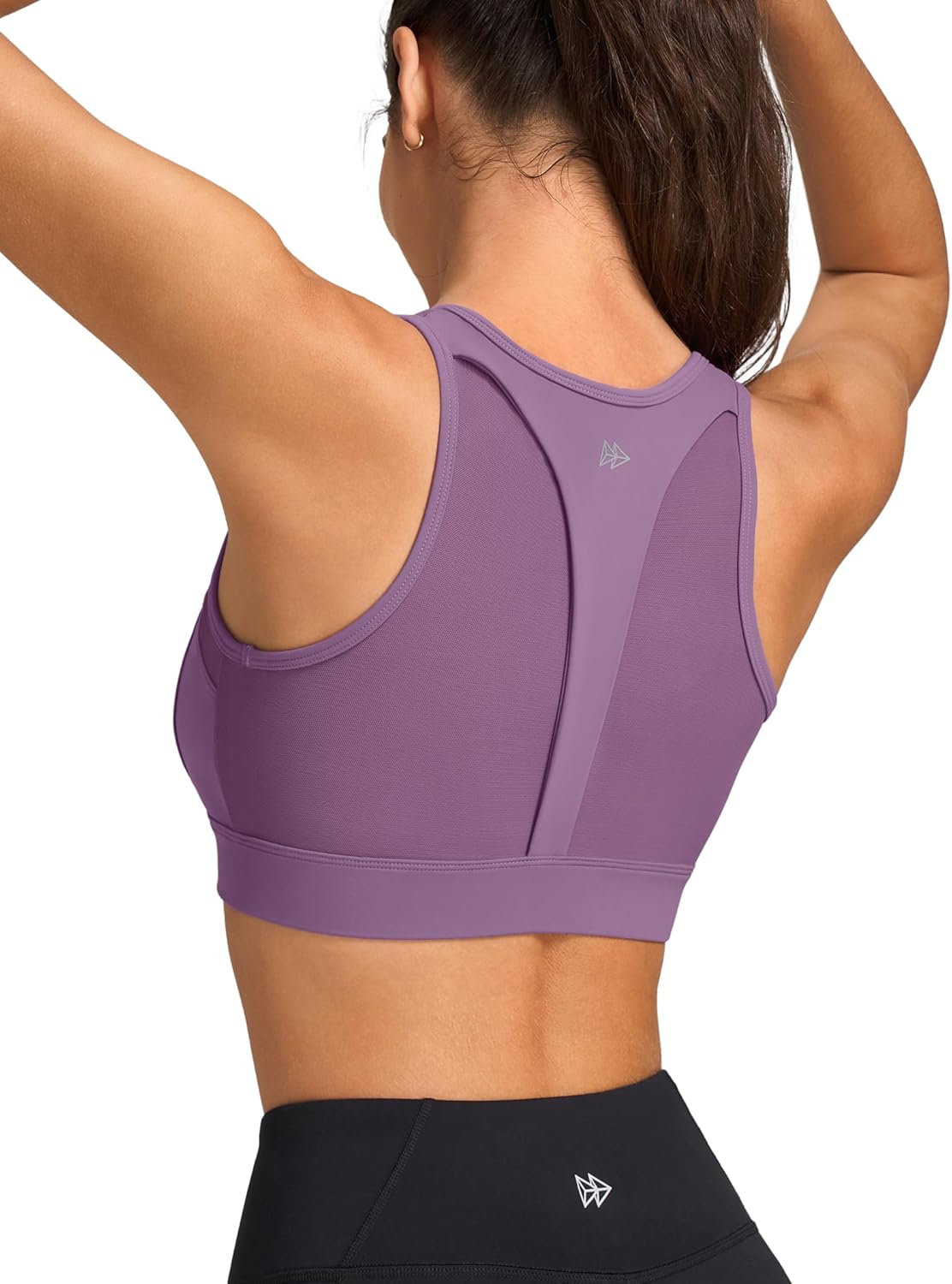 Yvette Front Zip Sports Bras for Women High Impact Mesh Racerback Full Support Sports Bra Plus Size for Running,Purple,XL+ - Image 2