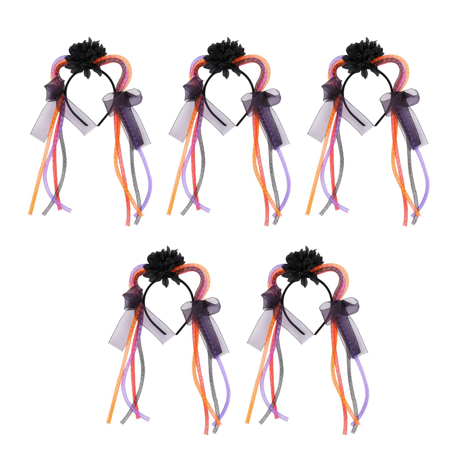 Buxuaaaa Women's Black Flowers 5Pcs Halloween Headpiece Cats Ears Headbands Adjustable Size Hairband Festives Party Costume Accessory For Halloween Cats Ears Headbands