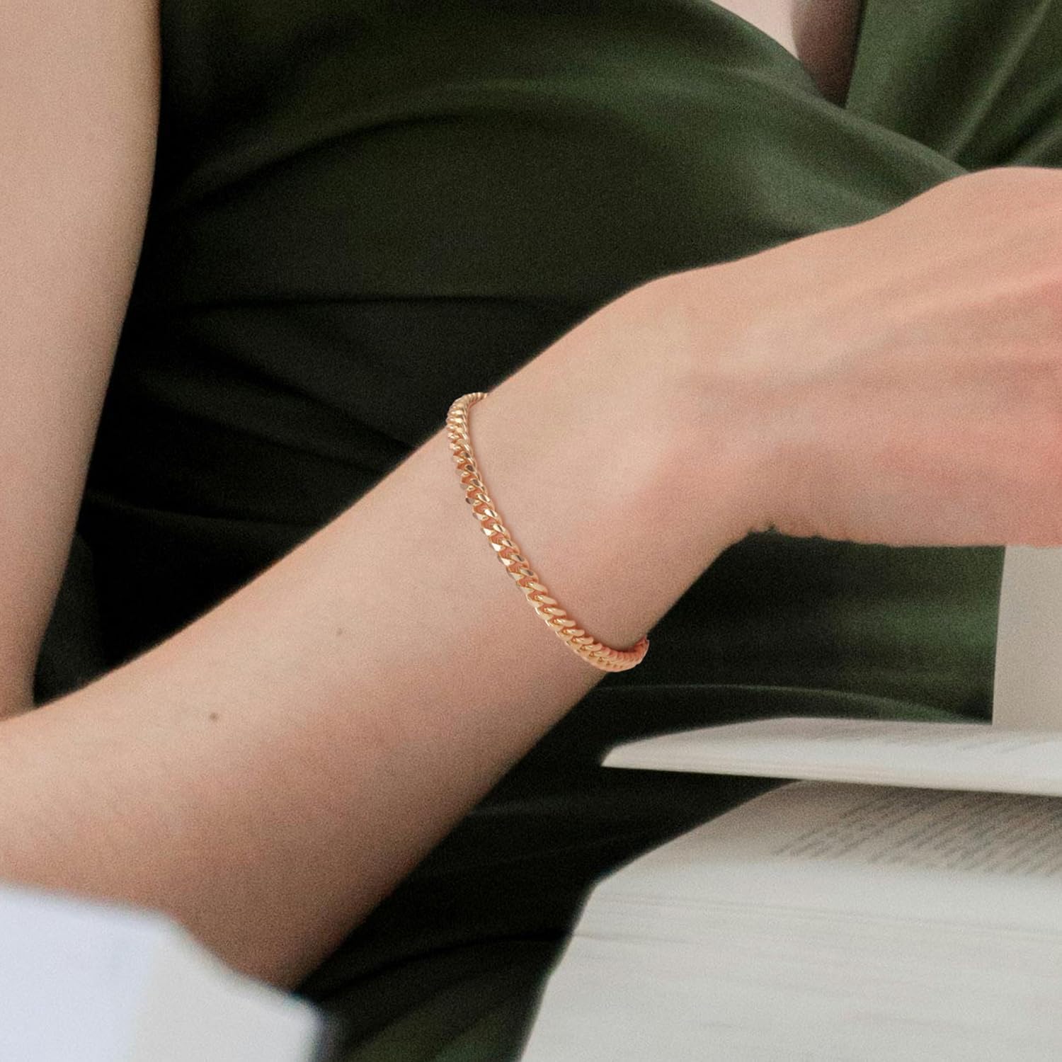 14K Gold Plated Bracelets for Men Cuban Link Chain for Mens Non Tarnish Dainty Charm Bracelet Gift with Lobster Clasp Gold Plated Jewelry 6.5/7/7.5/8/8.5in - Image 3