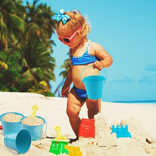 Miniatura 7 de Paquete de 10 mini cubos de metal de 4.1 pulgadas, cubos de metal con asa, cubo de Pascua, soporte para lápices y macetas, utilizados para