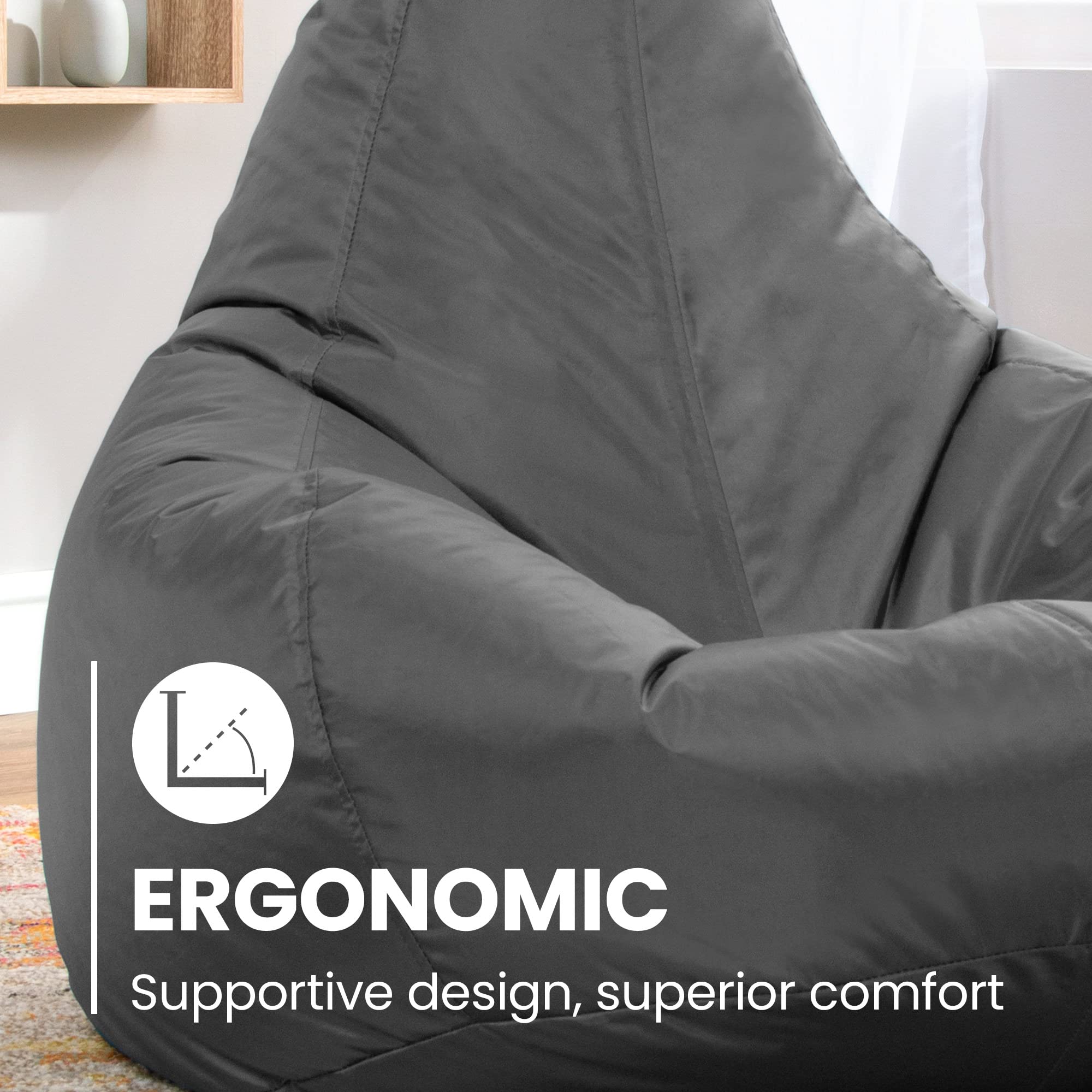 Bean Bag Bazaar Recliner Gaming Bean Bag Chair, Slate Grey, Large