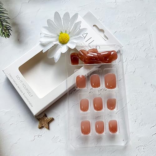 Miniatura 36 de 24 uñas acrílicas medianas a presión con forma cuadrada, uñas acrílicas de color puro, uñas con pegamento de cobertura completa, uñas postizas