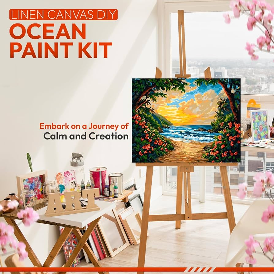 Art Therapy Pcn18 Linen Canvas DIY Paint by Numbers Kit 15 x 20