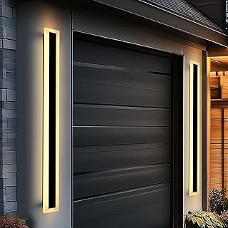 TooCust 2 Pack 31.5in Long Outdoor Modern Led Wall Light, IP65 Waterproof Modern Outdoor Wall Light, 24W Warm Light 3000K, Narrow Strip Light, Long Wall Sconce for Garage, Wired Installation