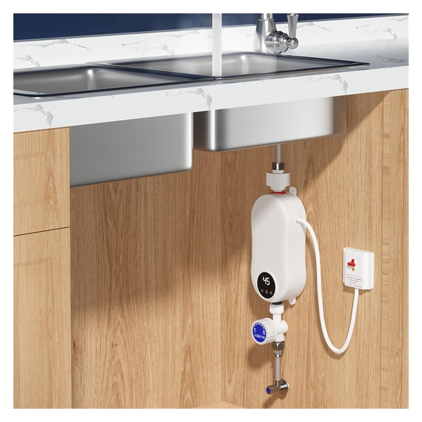 Scaldabagno Senza Serbatoio Elettrico Da 5500 W Con Display Digitale Riscaldatore Di Acqua Calda Istantaneo Smart Touch Riscaldatori Elettrici Doccia Automatica riscaldare rapidamente(Kitchen)