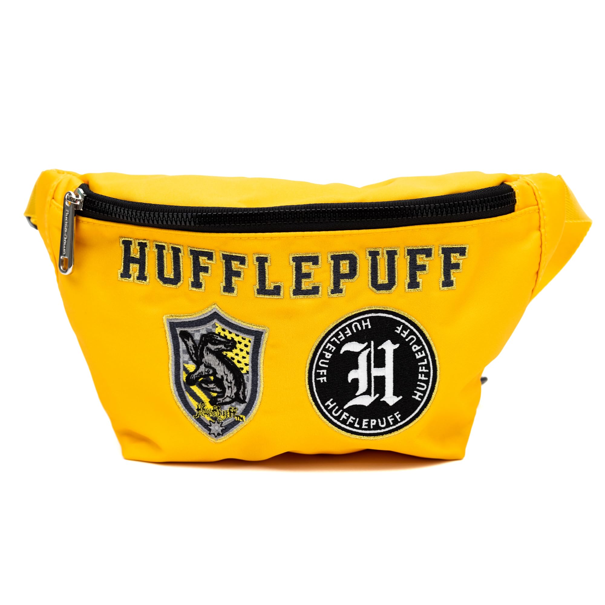 The Wizarding World of Harry Potter Bag, Fanny Pack Hufflepuff Patches Embroidered Yellow, Canvas