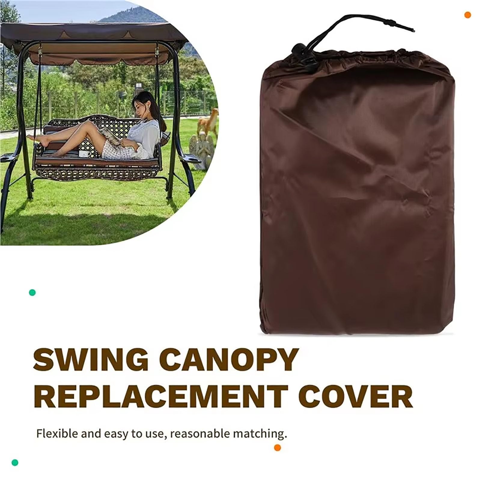 Tenda da Sole per Altalena da Giardino a 2-3 posti, 420D Tetto di Ricambio per Dondolo da Giardino, Impermeabile e Protezione, Copertura per Altalena,Rosso,200 * 145 * 18cm