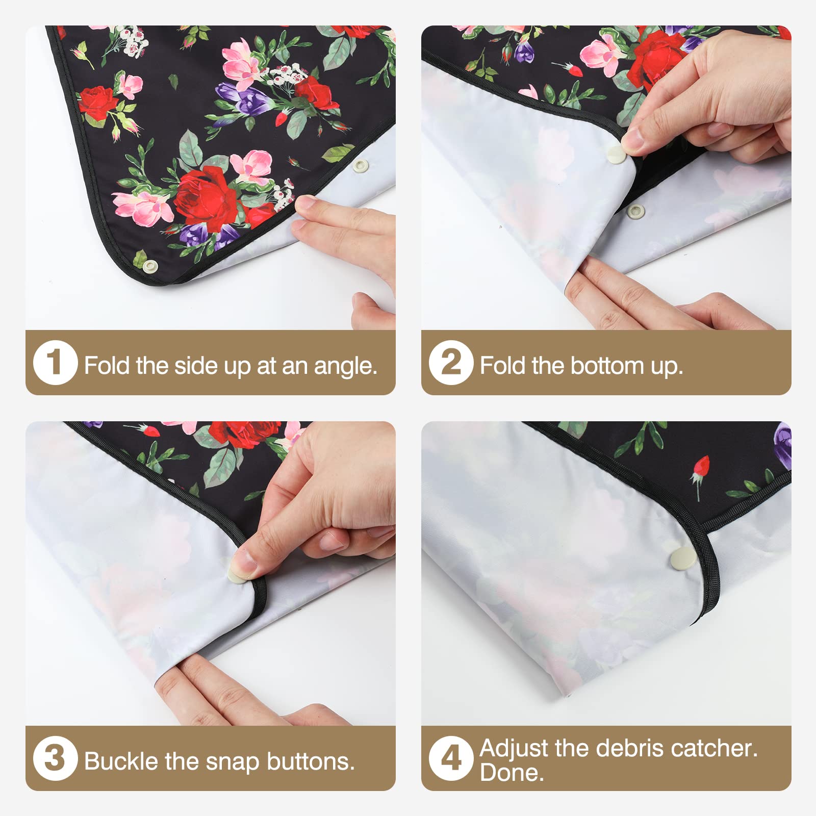Roylvan Adult Bibs, 3 Pcs Washable Clothing Protector with Crumb Catcher for Eating, Reusable Waterproof Large Feeding Adult Bibs for Women Elderly Senior, Blue/White/Black