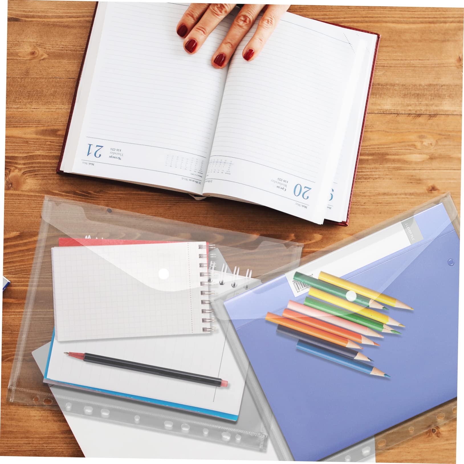 SHOWERORO 20pezzi Raccoglitore Ad Buste Trasparenti Organizer Per Documenti Inserto Per Raccoglitori Preforati Adatto Per Scuola e Ufficio